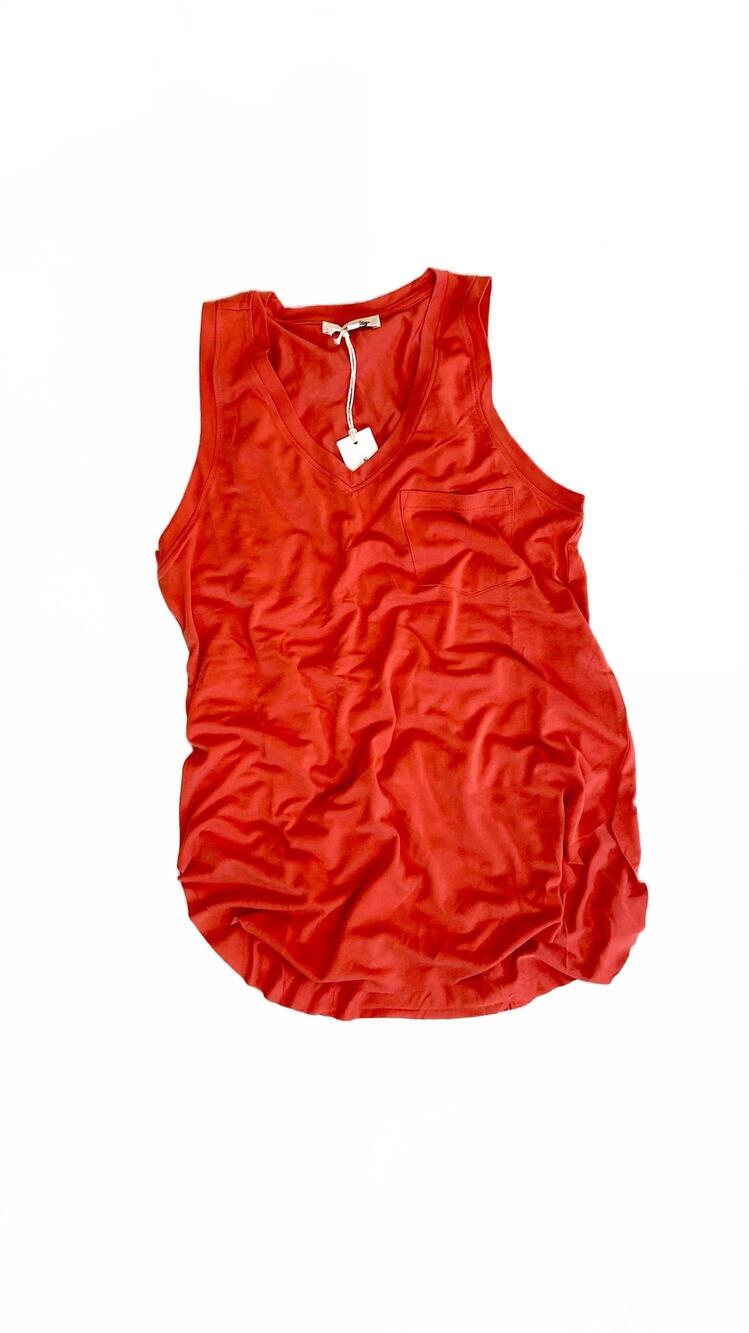 NEW ANOTHER LOVE women's esther breast pocket tank top in poppy